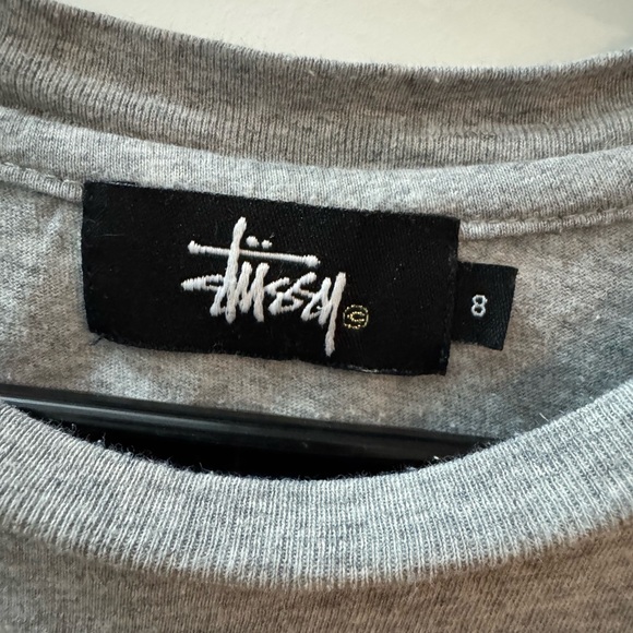 Stussy Logo Grey Old School T-shirt - Picture 3 of 6